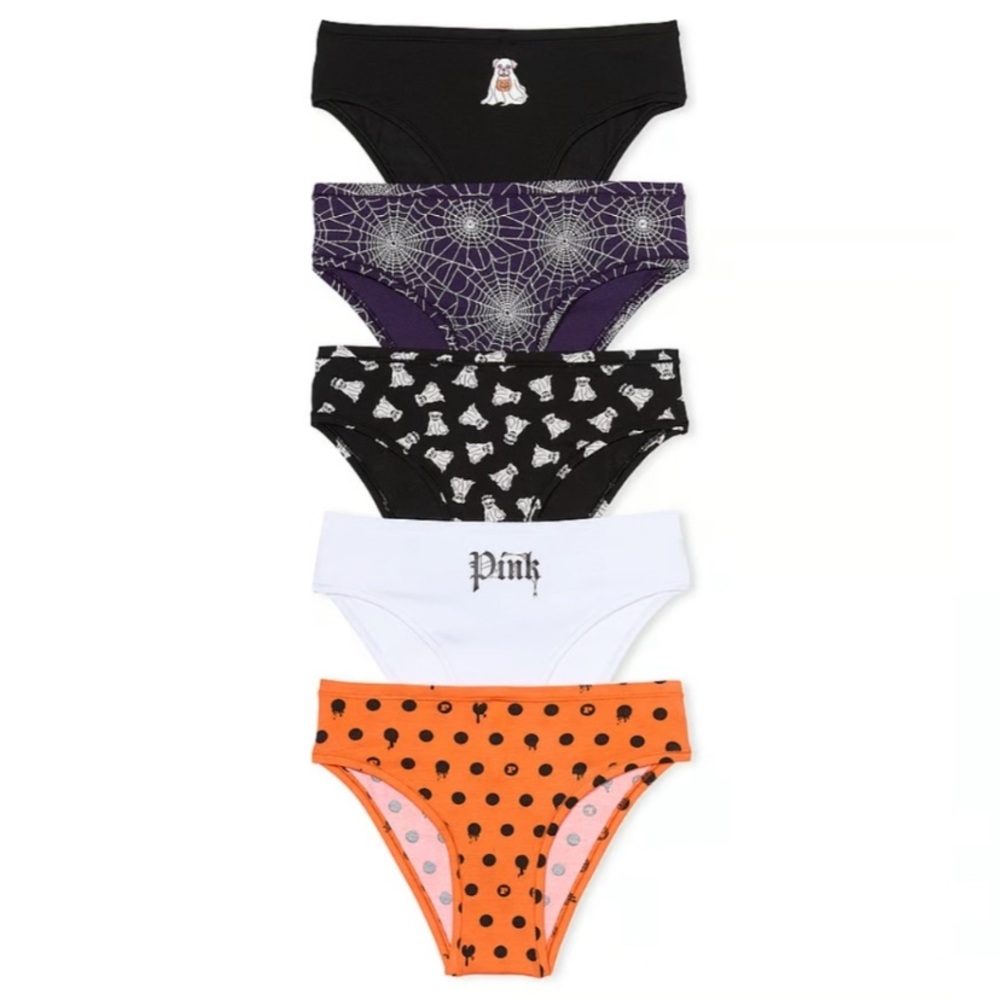Victoria's secret pink 5 pack HALLOWEEN cotton cheeky panties medium